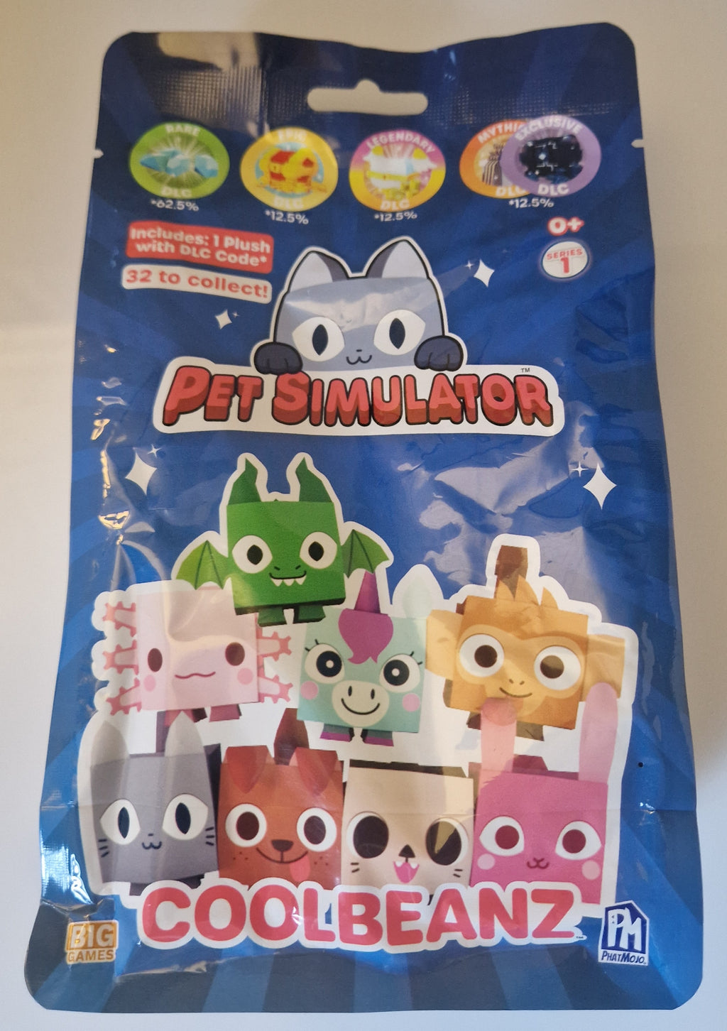 Front of sealed Pet Simulator CoolBeanz mystery collectible packet