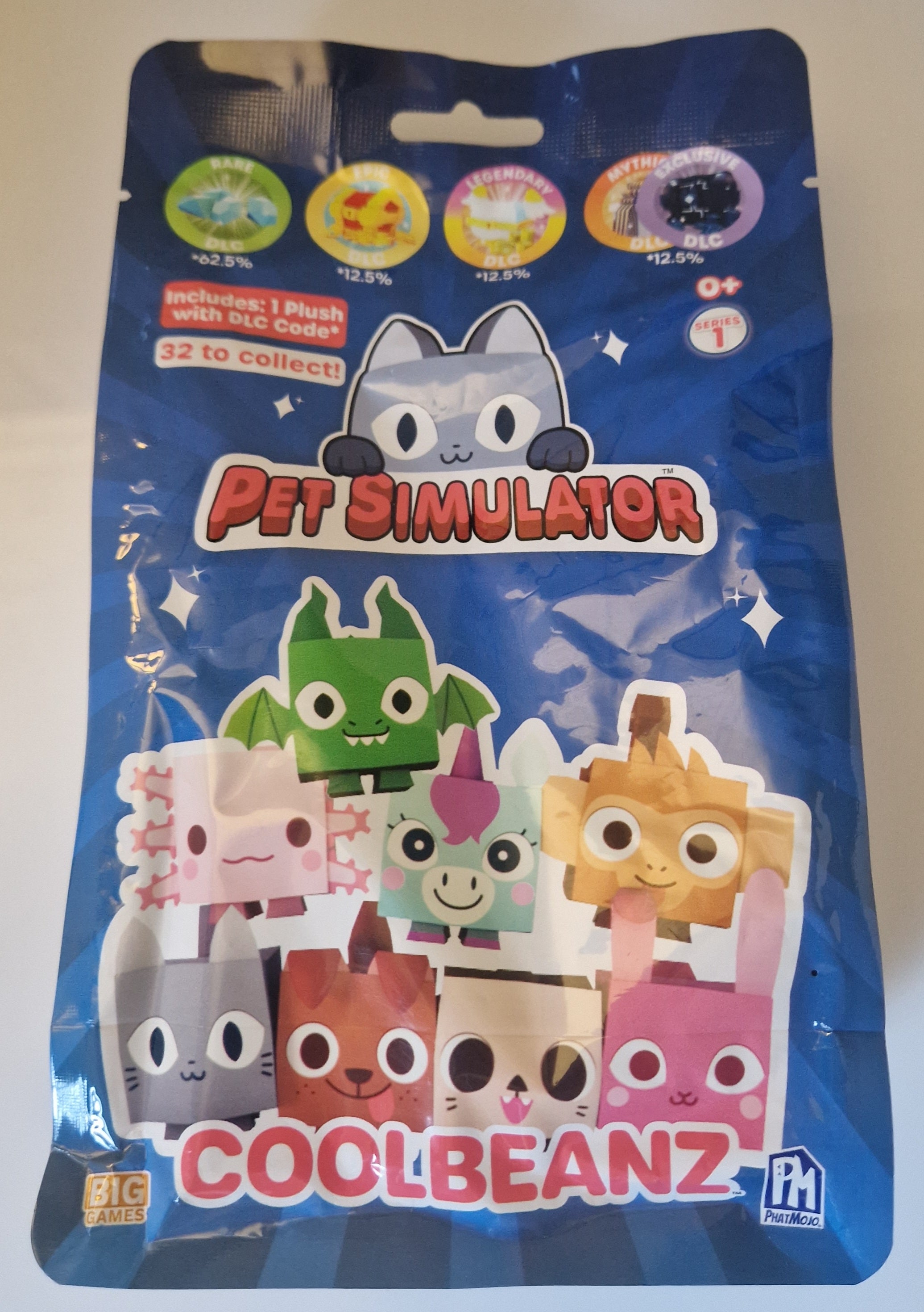 Front of sealed Pet Simulator CoolBeanz mystery collectible packet