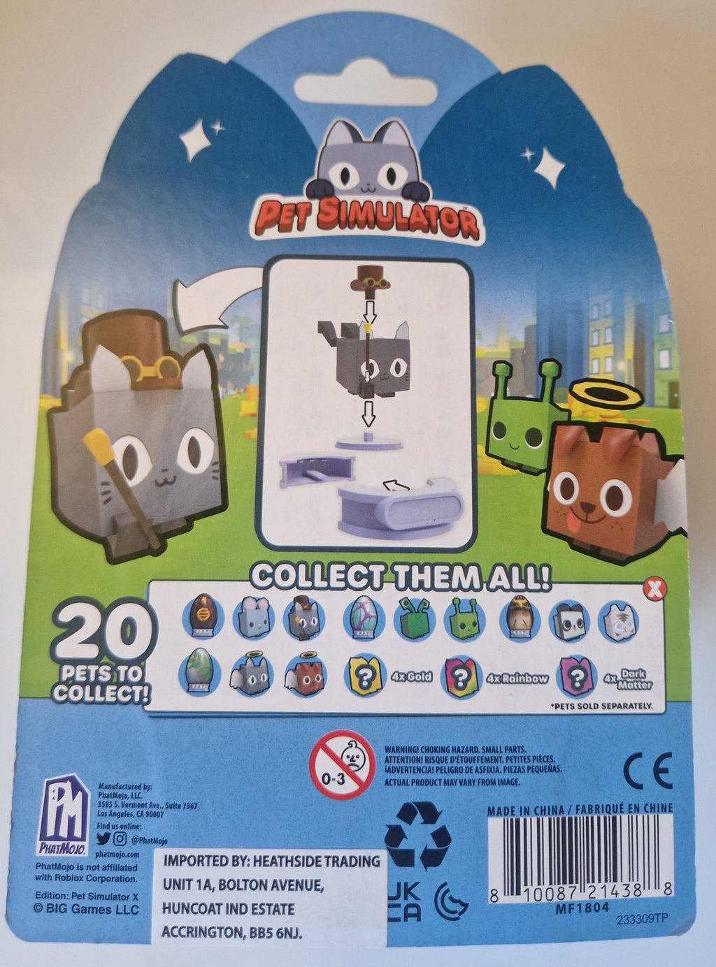 Rear packaging of Pet Simulator Series 2 Mystery Pets 2-Pack Egg