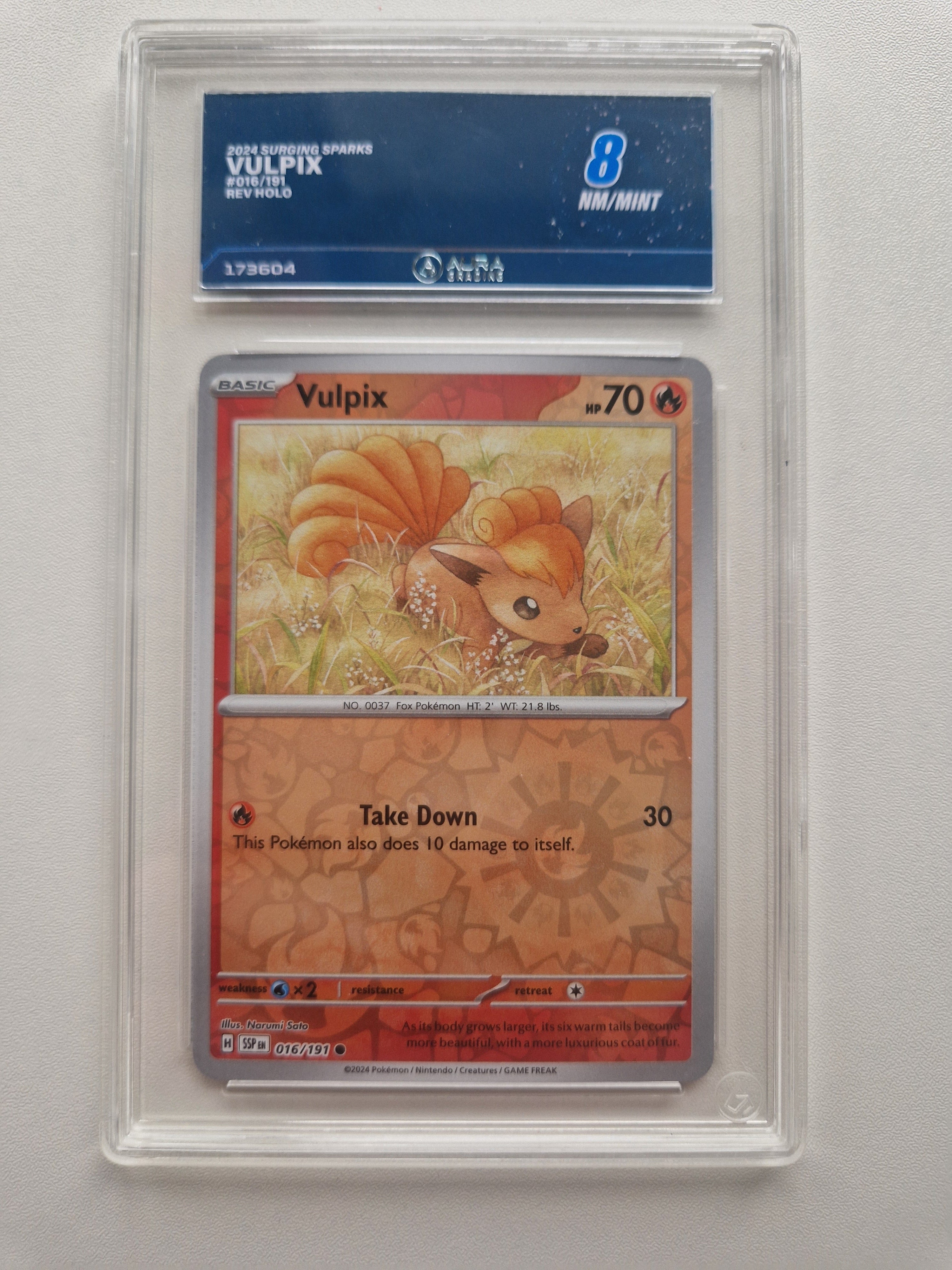 Vulpix 016/191 Surging Sparks Reverse Holo – Aura 8 front