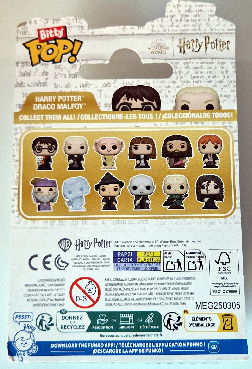 Back of Funko Bitty Pop Harry Potter and Draco Malfoy two-pack