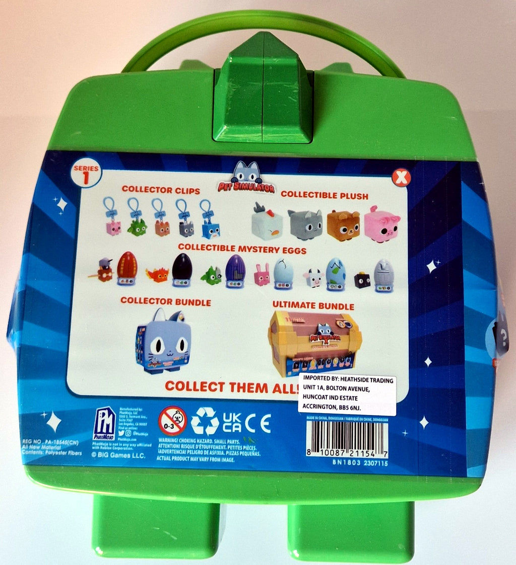 Back of Pet Simulator X Series 1 green dragon collector bundle showing included items