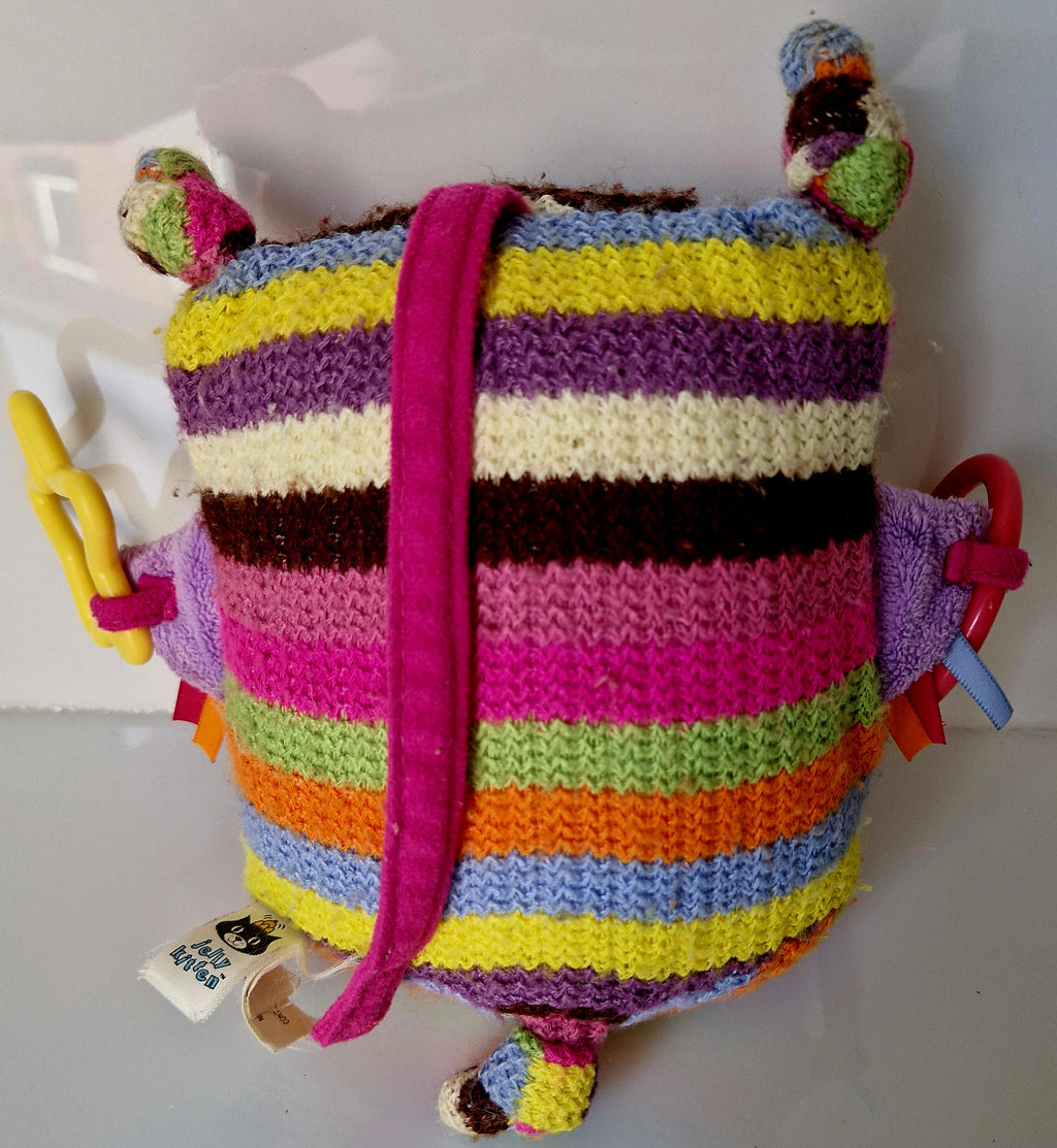 Rainbow Striped Owl Sensory Activity Plush Soft Toy Preloved
