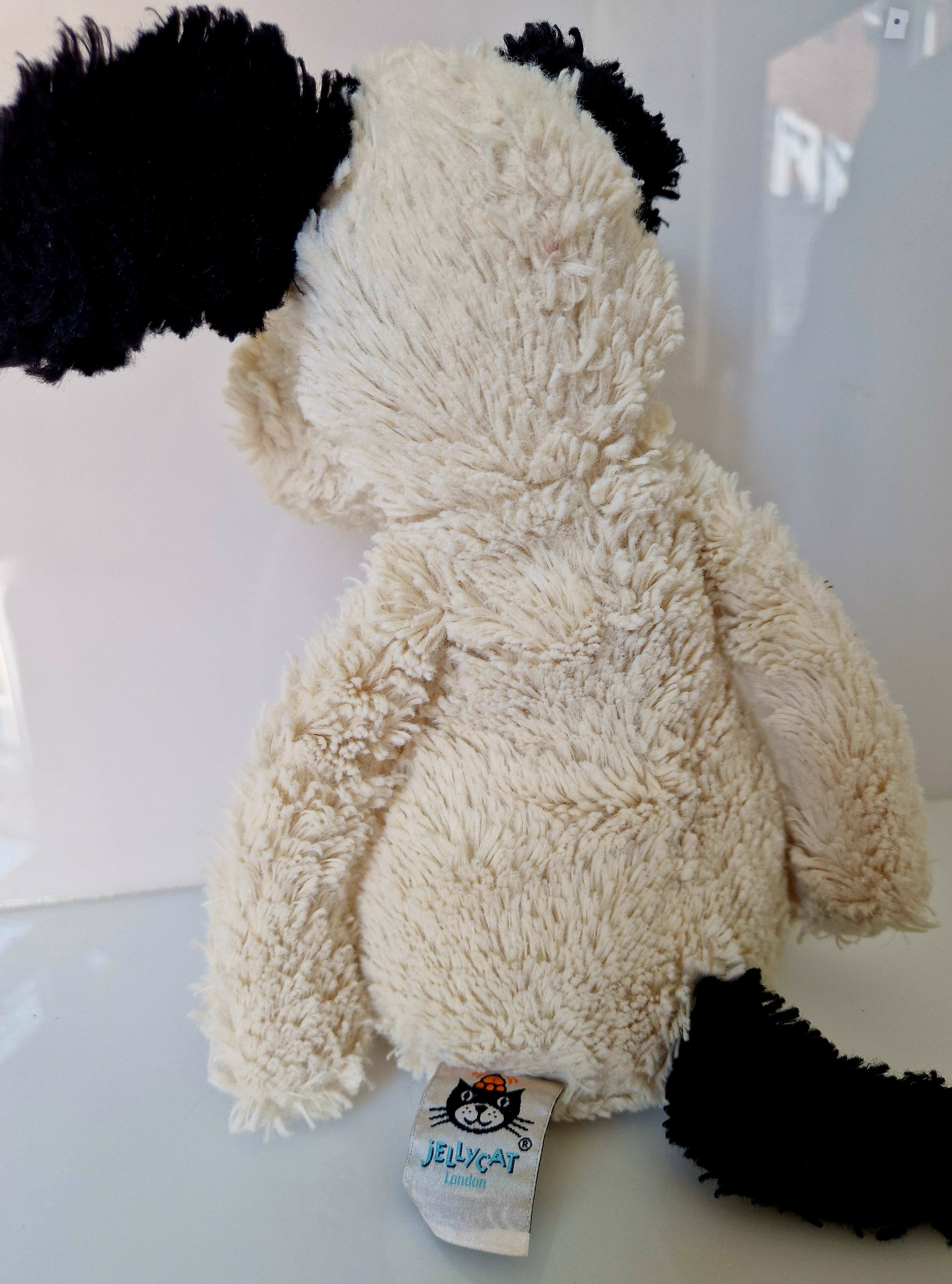 Black & White Dog Plush Soft Toy Preloved