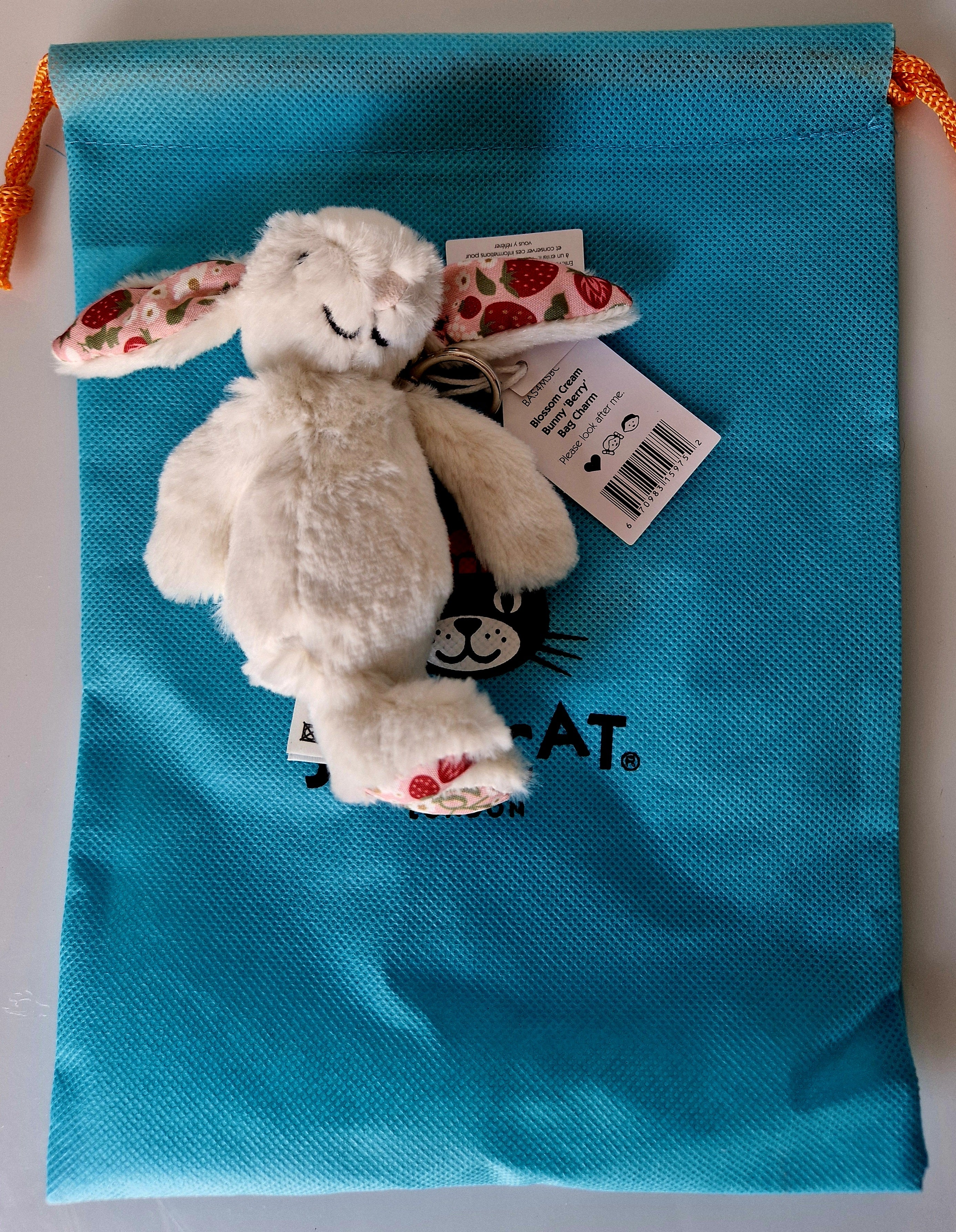 Jellycat Blossom Cream Bunny Berry Bag Charm Preloved