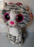 TY Beanie Boo Kiki Grey Cat with Pink Bow Plush Soft Toy Preloved