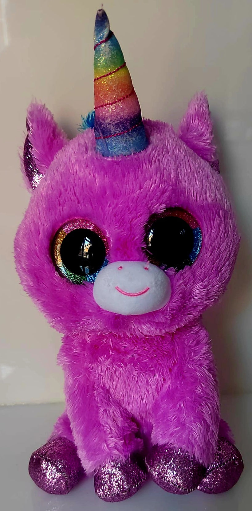 TY Beanie Boo Rosette Purple Rainbow Unicorn Plush Soft Toy Preloved