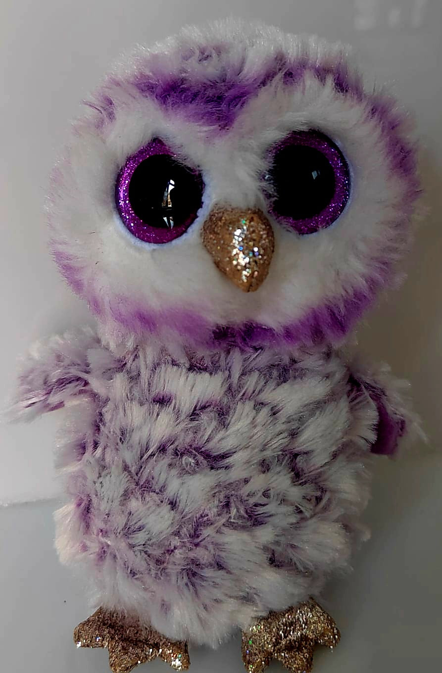 TY Beanie Boo Moonlight Purple & White Owl Plush Soft Toy Preloved