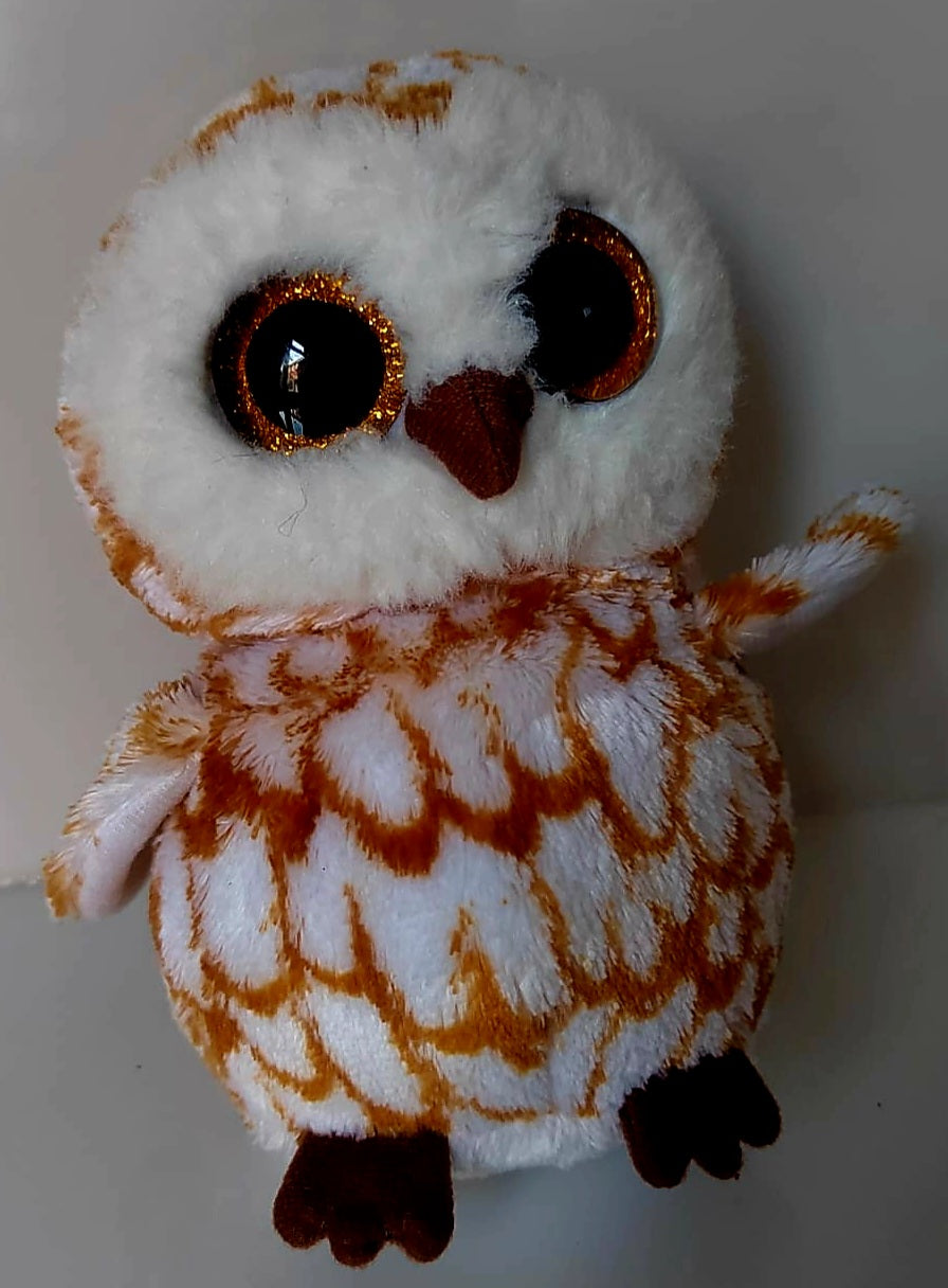 TY Beanie Boo Oscar Brown & White Owl Plush Soft Toy Preloved